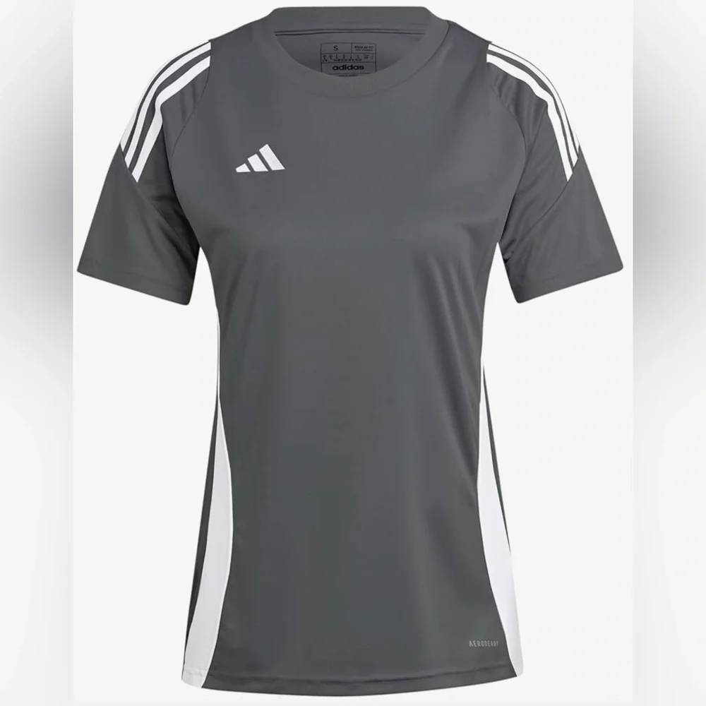 Adidas Gray and White Tiro24 Sports Tee Jersey - Picture 1 of 6